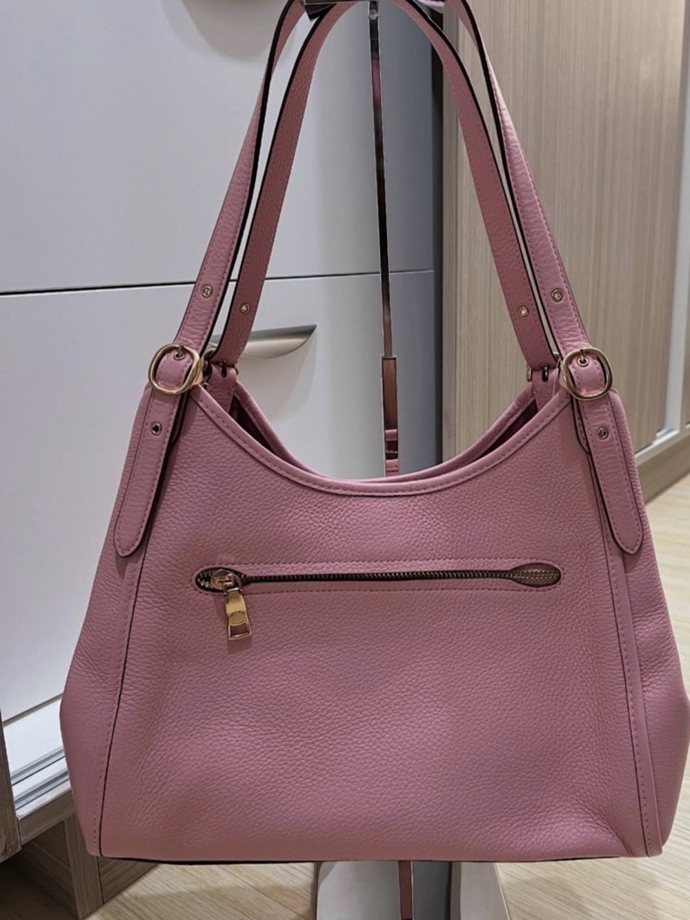Coach Pink Pearl-Accent Shoulder Bag with Gold Hardware - Picture 3 of 4